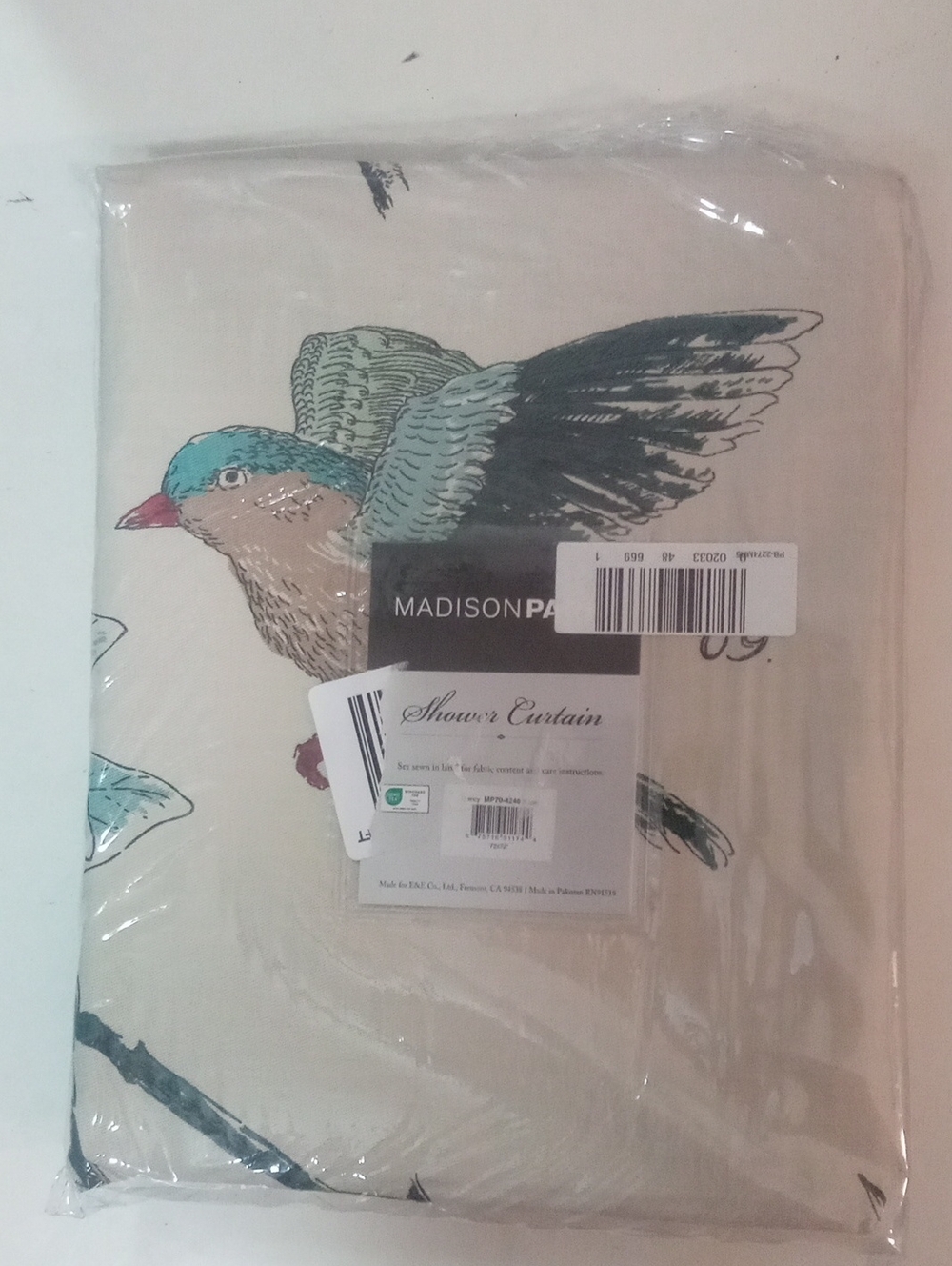 Madison Park Teal Bird Shower Curtain - Madison Park NWT $70 100% Cotton